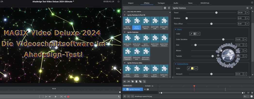 Magix Video Deluxe 2024 - Effekte - Cosmos