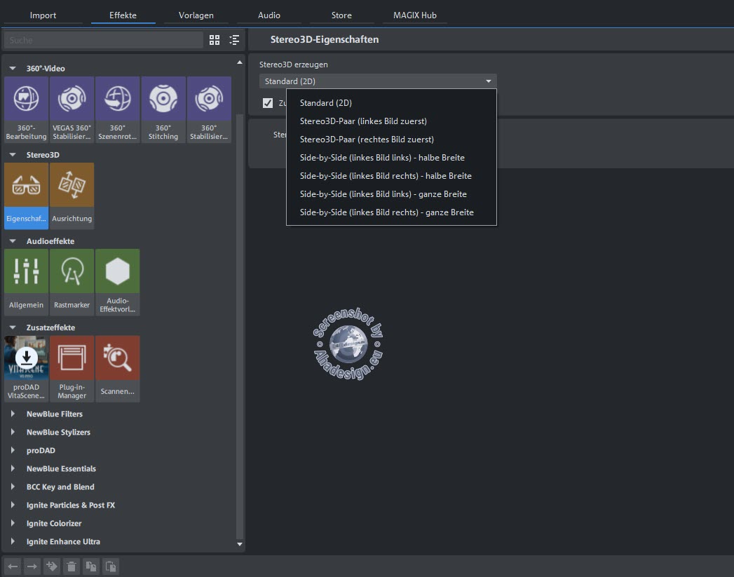 Magix Video Deluxe 2024 - Effekte - Stereo 3D