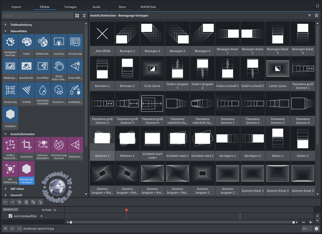 Magix Video Deluxe 2024 - Effekte - Video - Ansicht