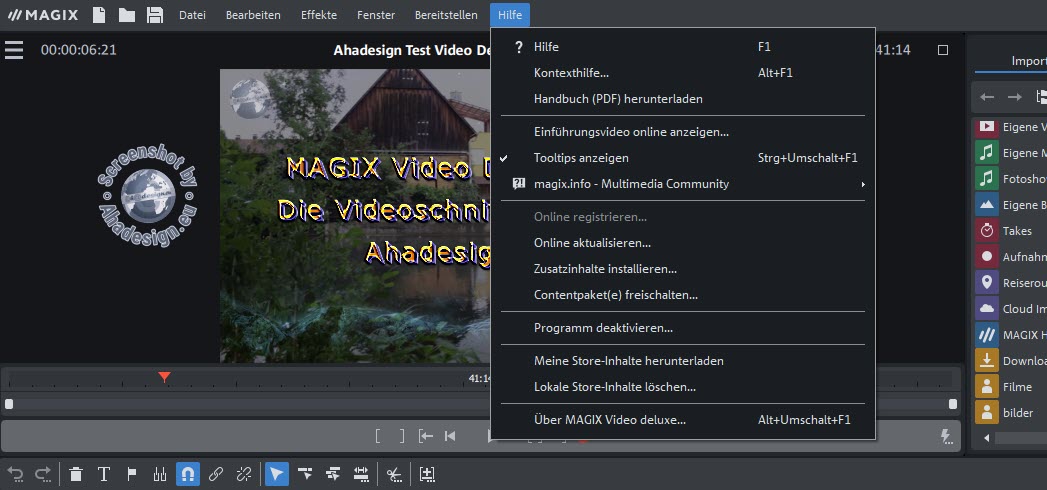 Magix Video Deluxe 2024 - Hilfe