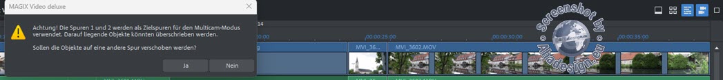 Magix Video Deluxe 2024 - Multicam Modus Warnung