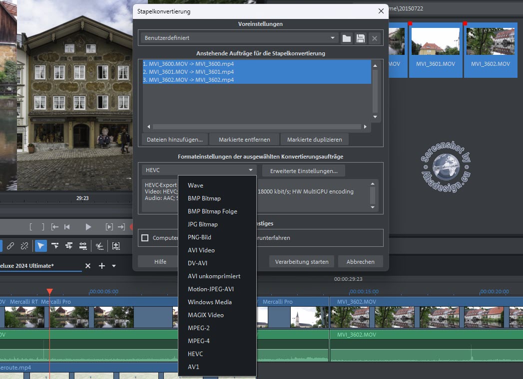 Magix Video Deluxe 2024 - Stapelkonvertierung