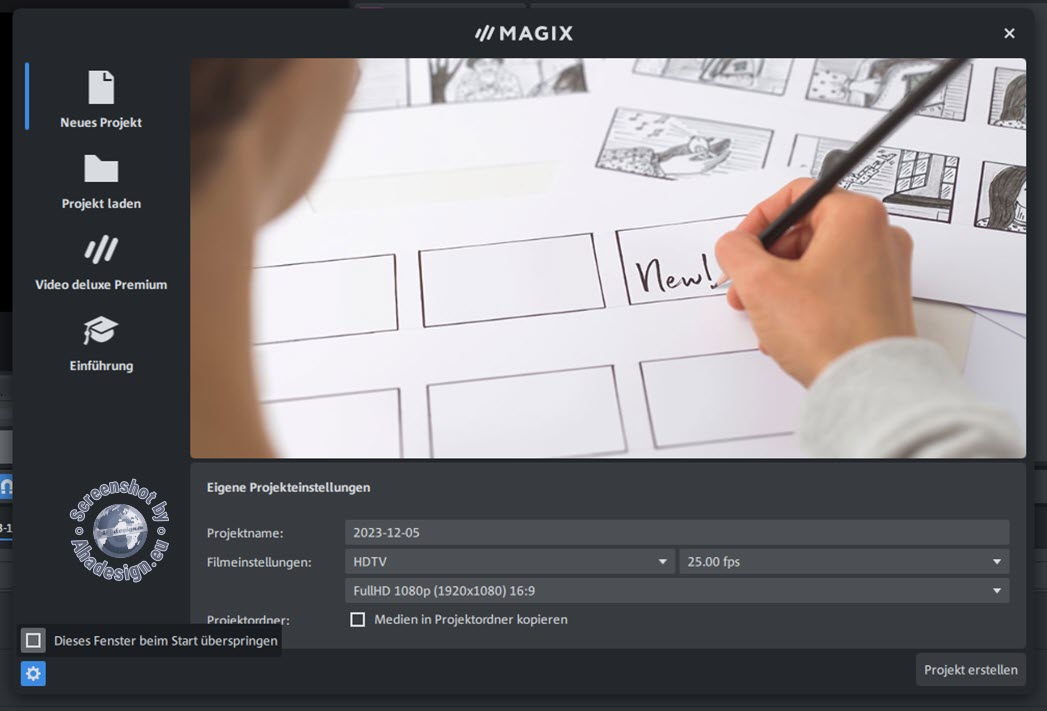 Magix Video Deluxe 2024 - Startdialog
