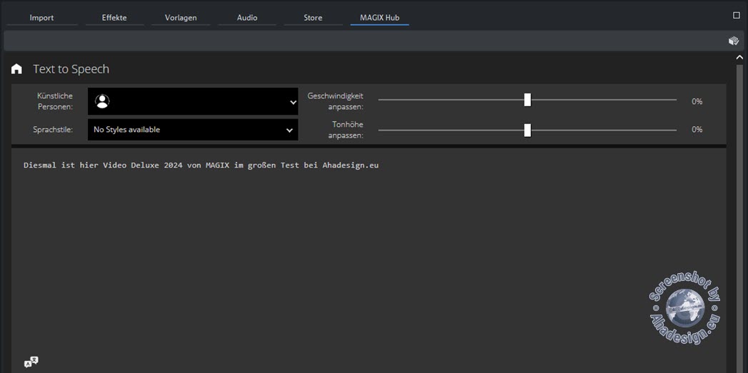 Magix Video Deluxe 2024 - Text-to-Speech