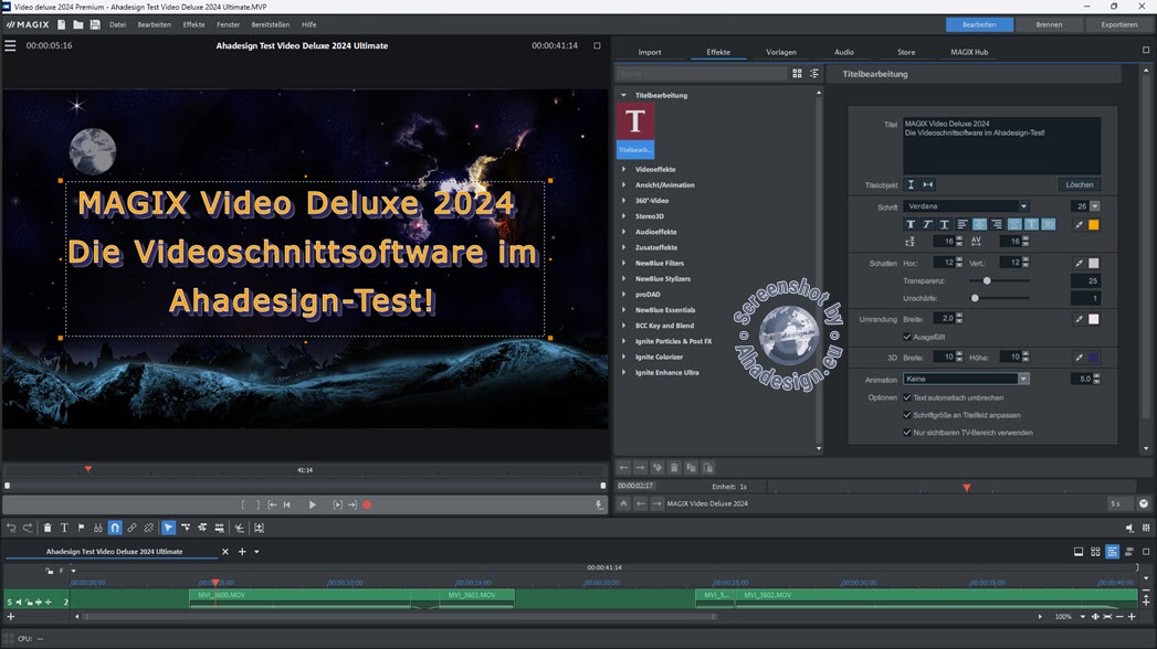 Magix Video Deluxe 2024 - Titelbearbeitung