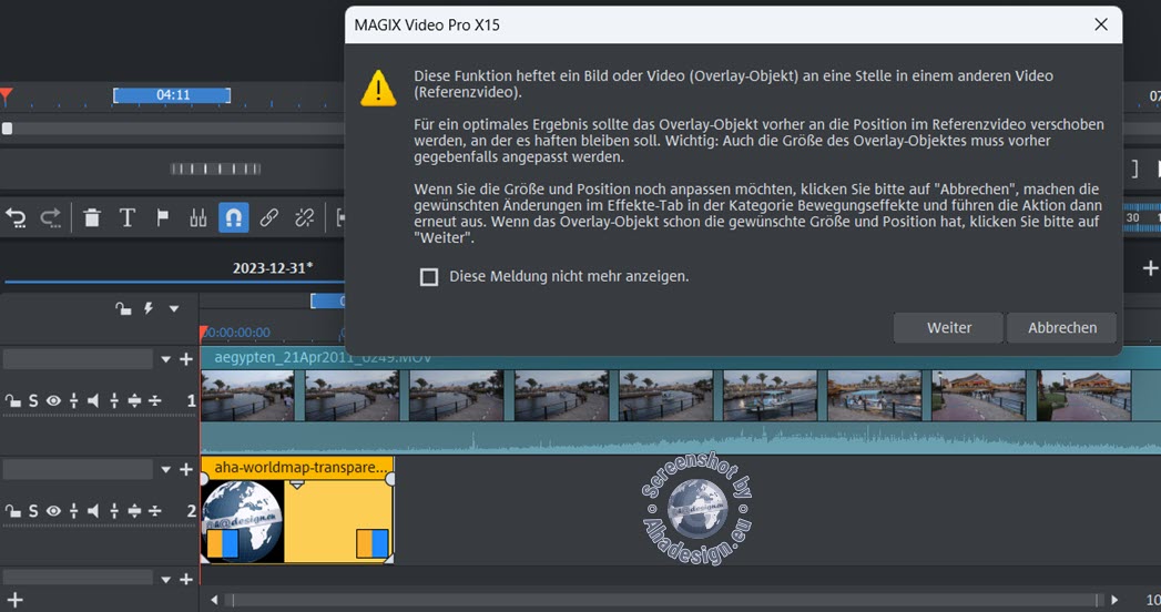 Video Pro X15 - Objektverfolgung Hinweis