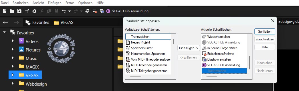 VEGAS Pro 21 - Symbolleiste anpassen