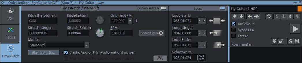 Objekt-Editor - Time - Pitch