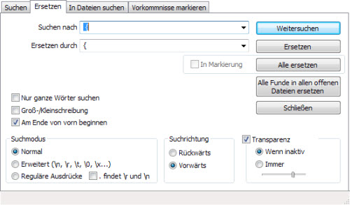 Notepad++ Suchen/Ersetzen