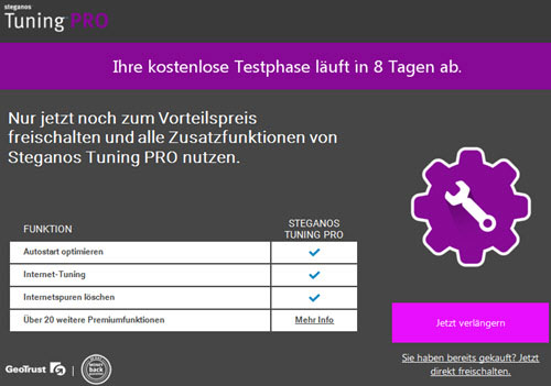 steganos-tuningpro-startfenster-testphase