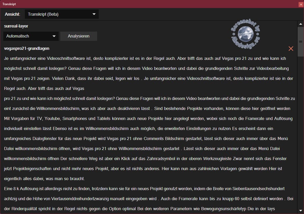 VEGAS Pro 21 - Sprache zu Text