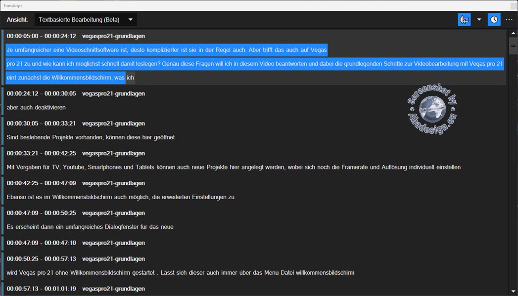 VEGAS Pro 21 - Textbasierte Bearbeitung