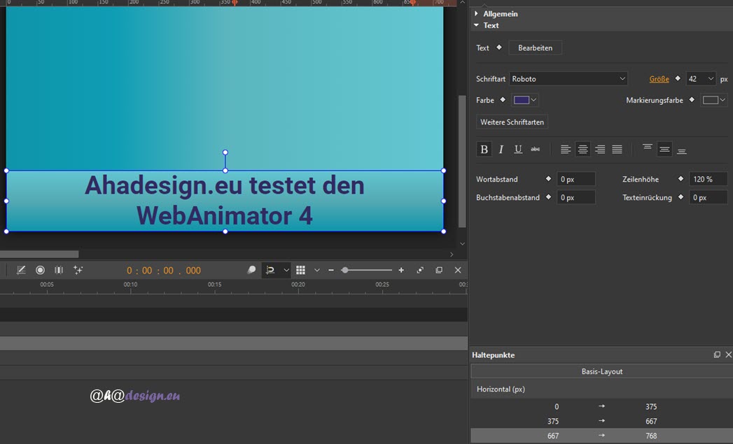 WebAnimator 4 - Textgröße Haltepunkt