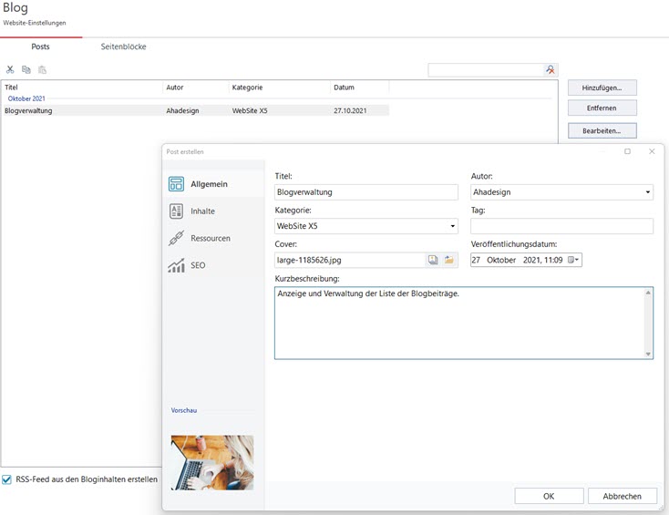 websitex5-blog-post-erstellen