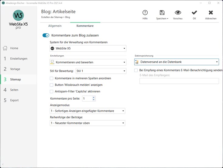 websitex5-blog-sitemap-artikelseite-kommentare