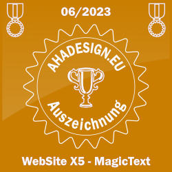 Ahadesign Auszeichnung - WebSite X5 - MagicText