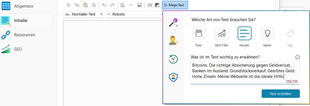 WebSite X5 - MagicText - Inhalt