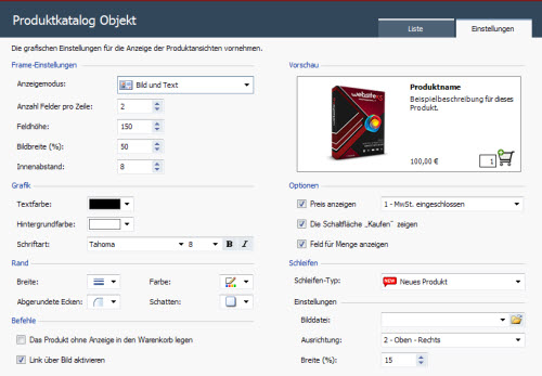 websitex5-produktkatalog-objekt-einstellungen