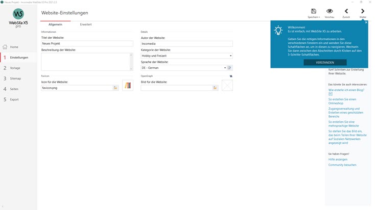 website-x5-2021-website-einstellungen