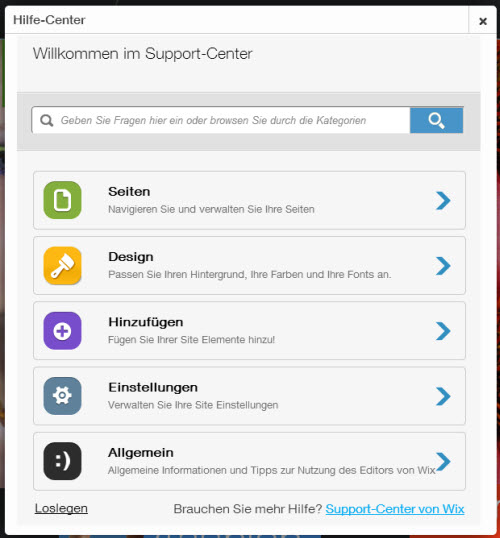 Wix Hilfecenter